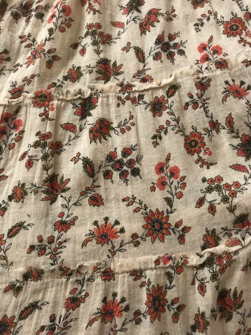 Denim & Supply Ralph Lauren Cream Maxi Skirt with Red Floral Print - Picture 4 of 7